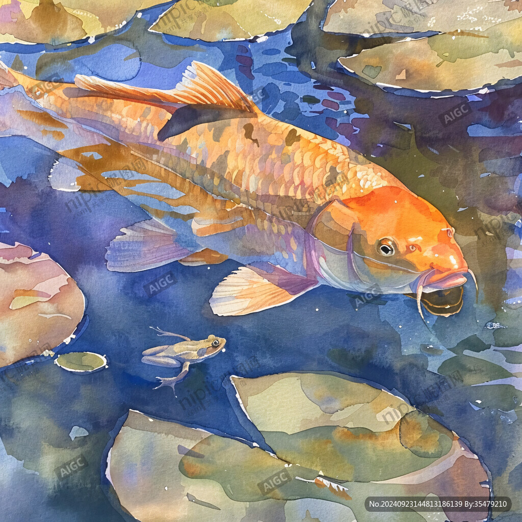 插畫鯉魚群