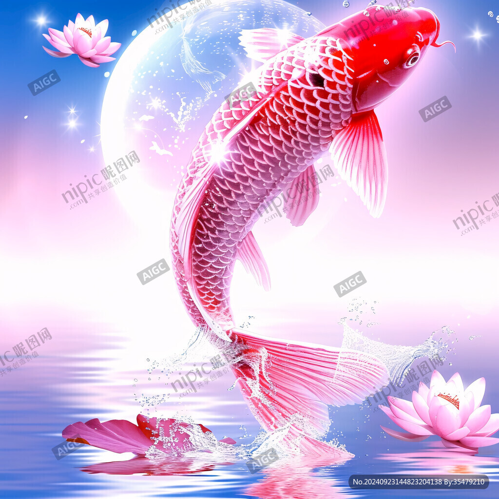 如意锦鲤风景画 如意锦鲤风景画