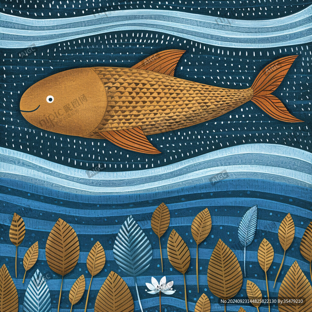 唯美魚風(fēng)格插畫裝飾畫