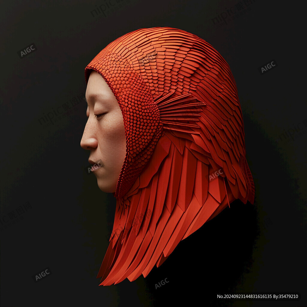 戴頭巾的女子頭像雕塑