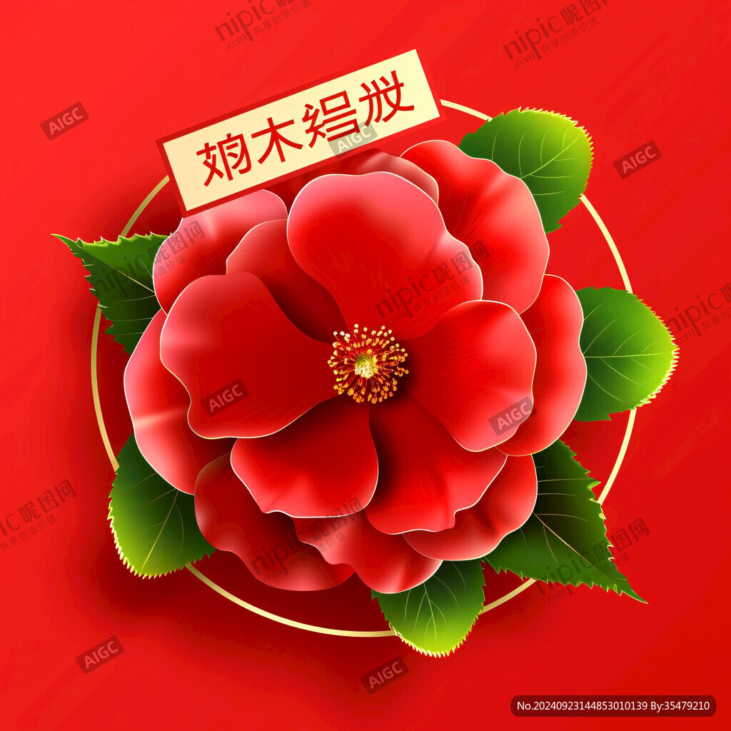 國潮木棉花插畫