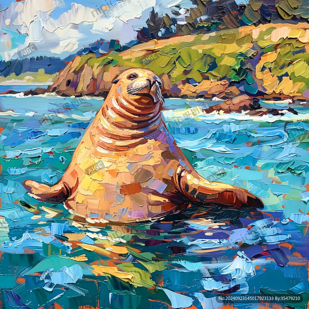手繪海豹插畫