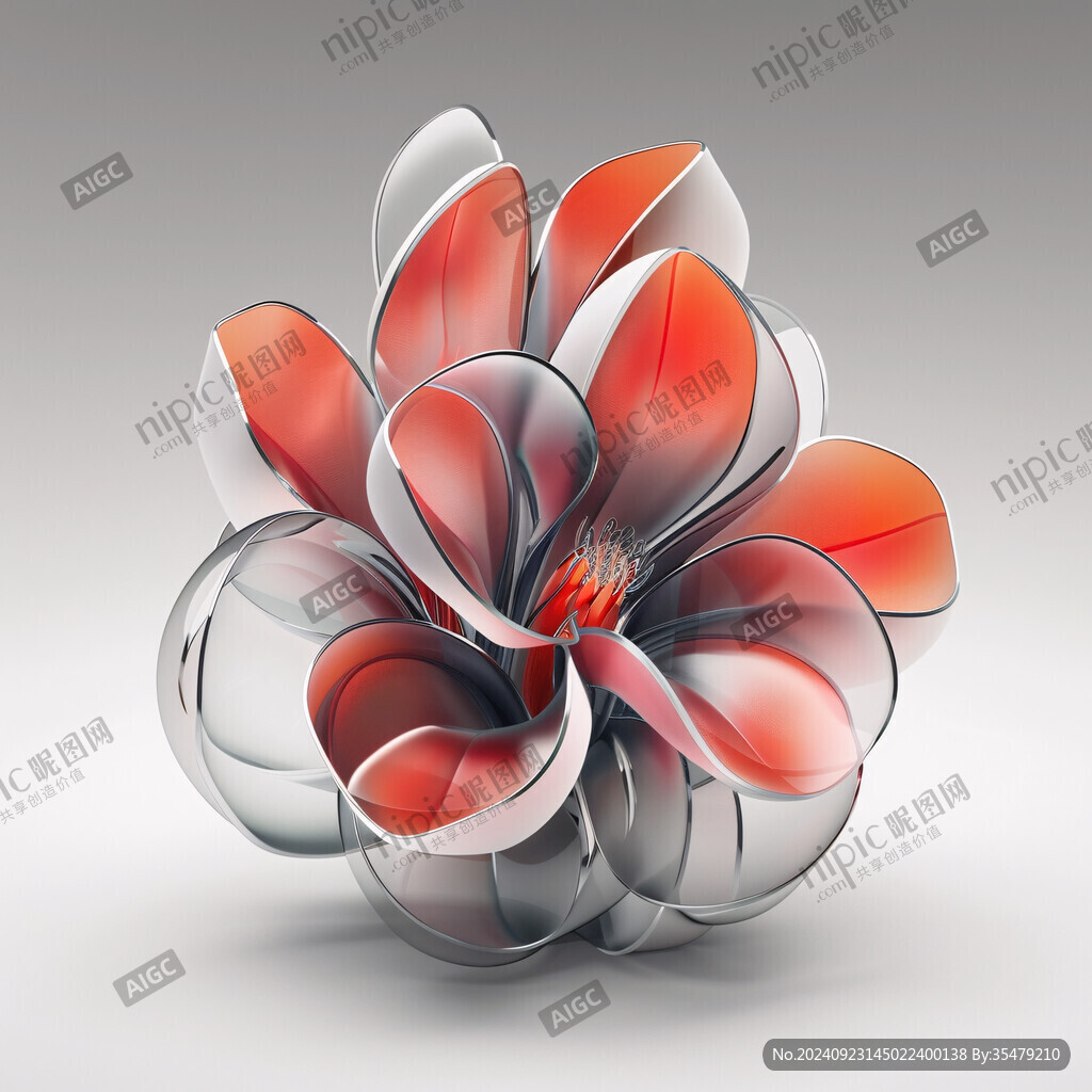 3d紅色花