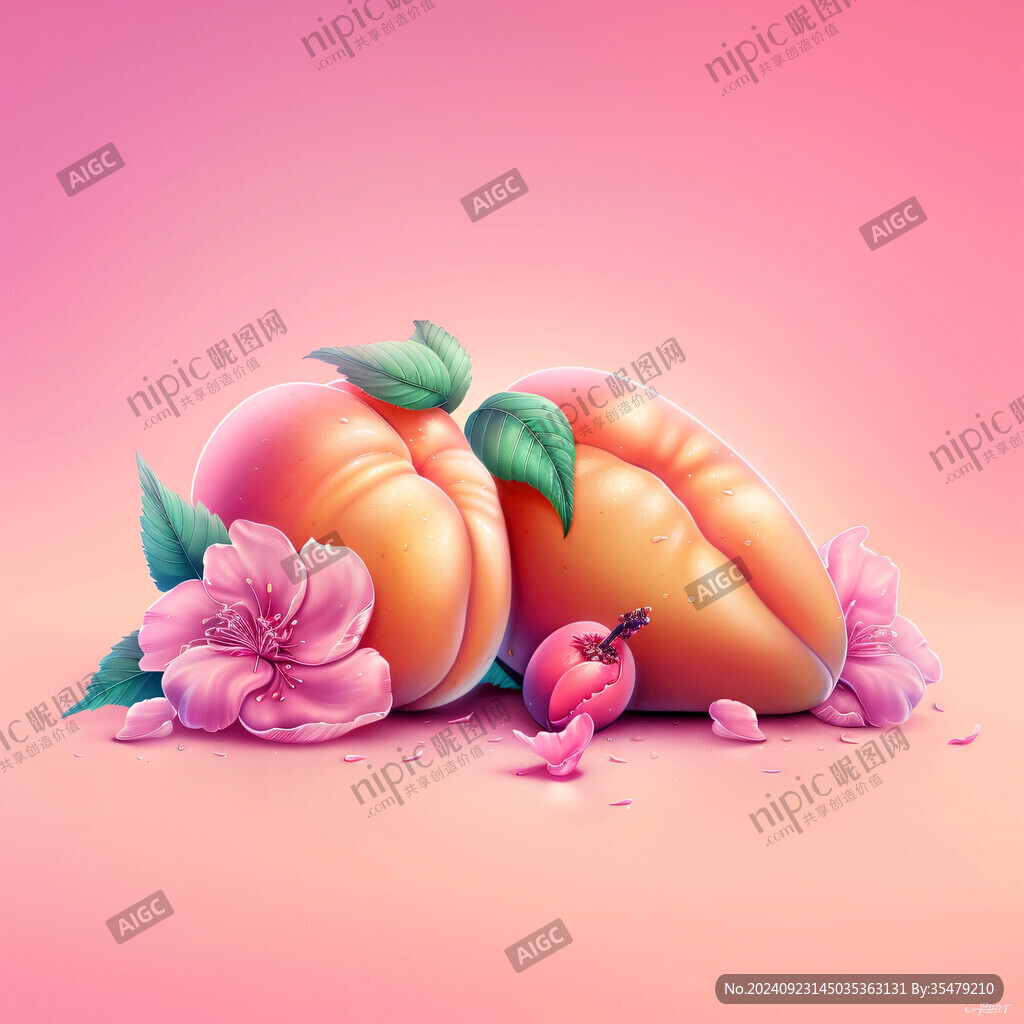 巨大的桃子插畫