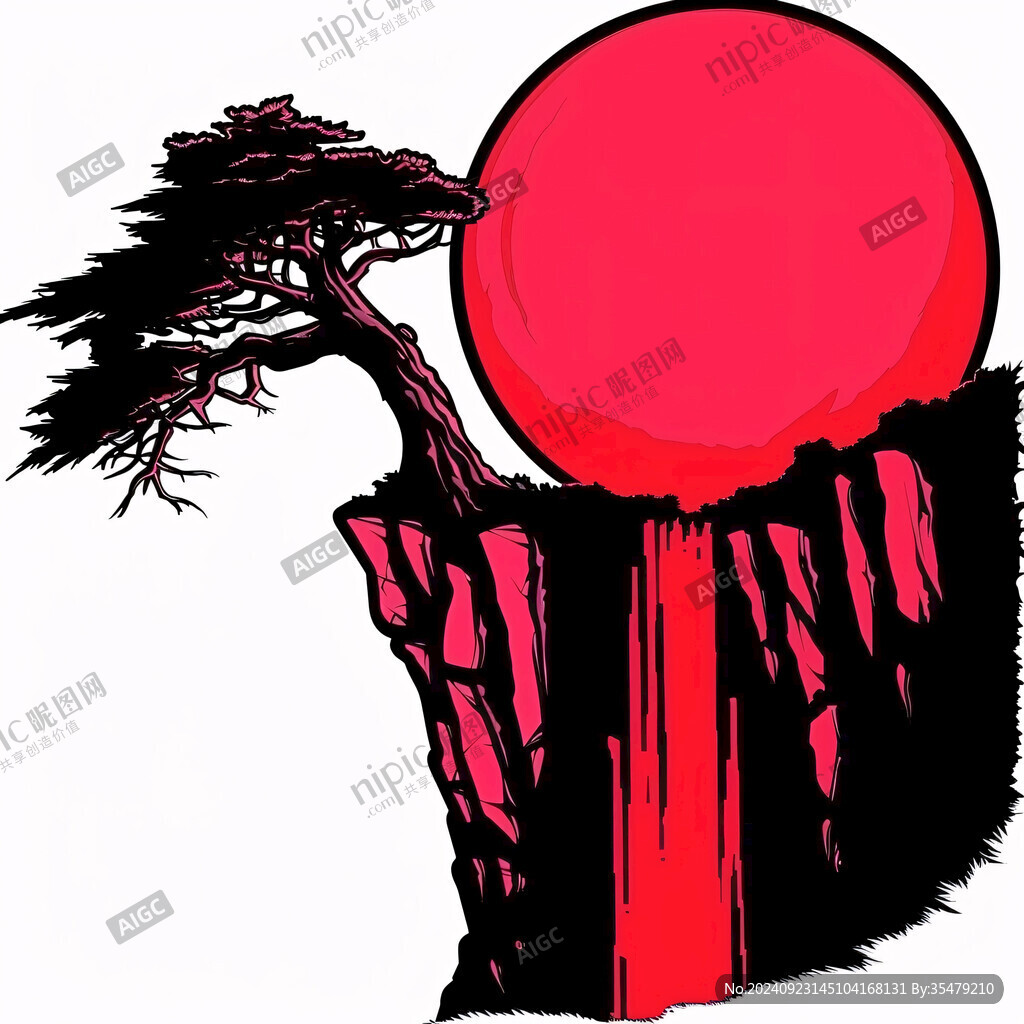 一輪紅日國風(fēng)元素圖片