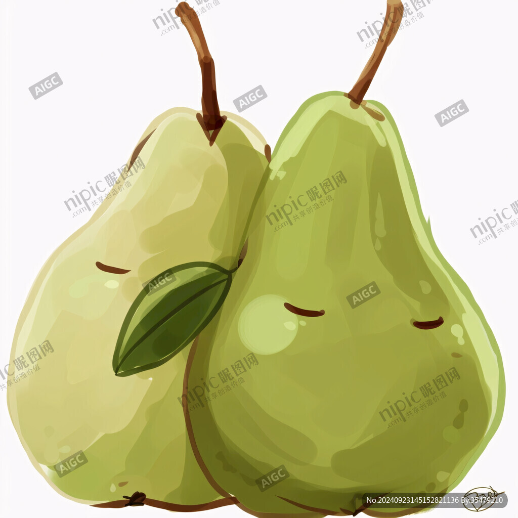 水果梨插畫