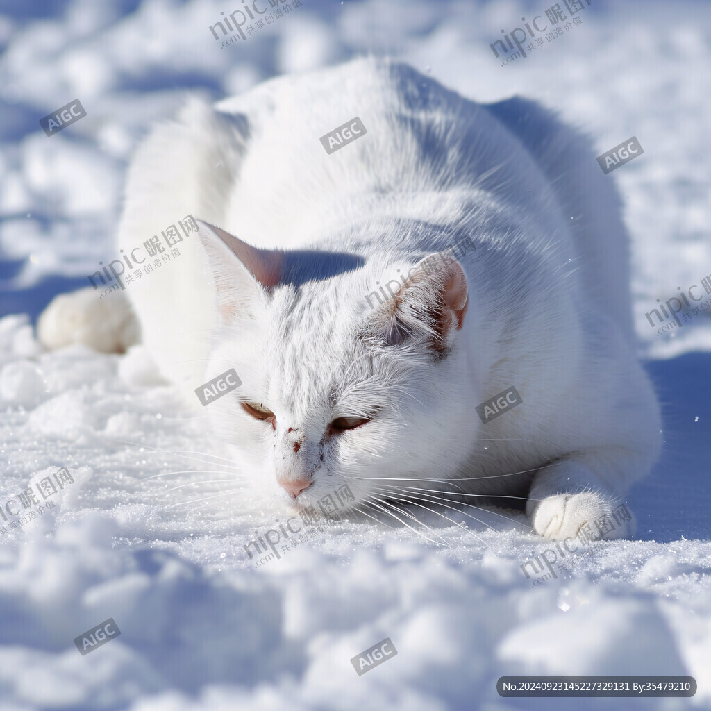 雪地上的貓咪