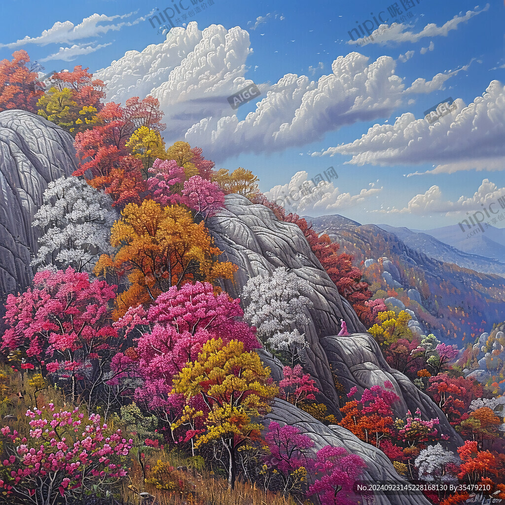 山水畫油畫手繪風(fēng)景