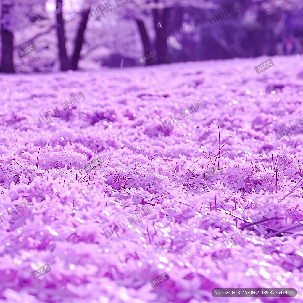 紫色芝櫻花海背景