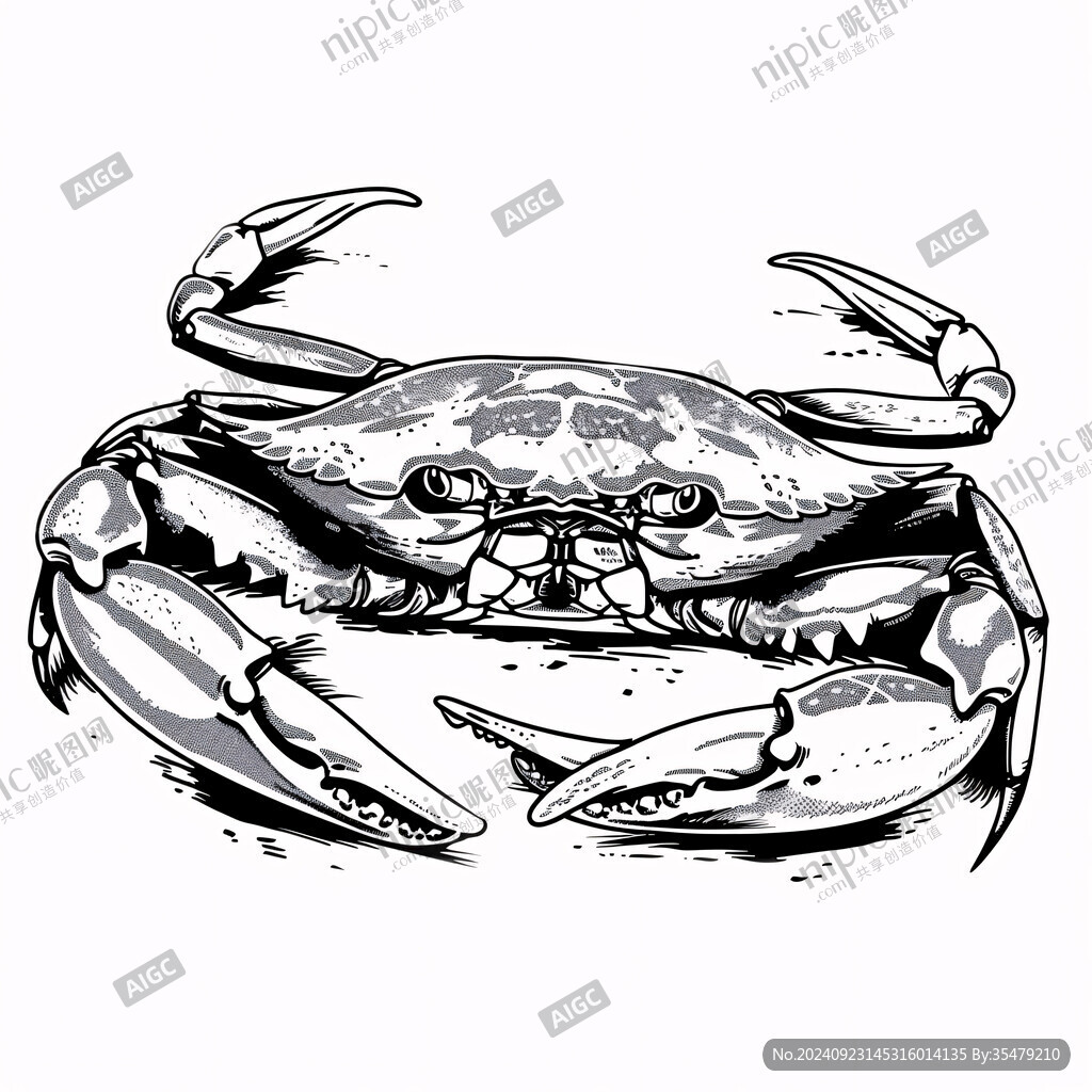 螃蟹插畫線稿