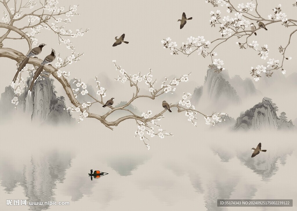 古典花鳥背景