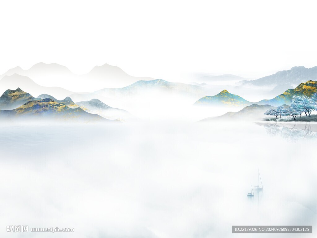 新中式山水背景墻