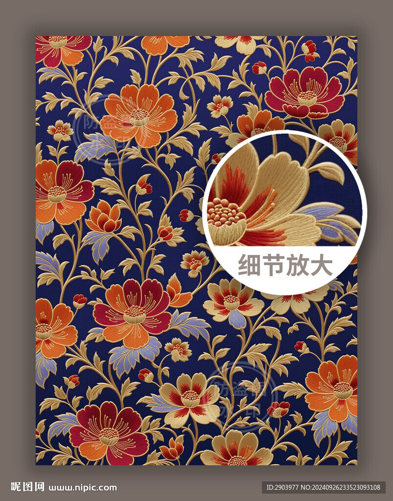 中式古典傳統五彩織錦花紋圖案
