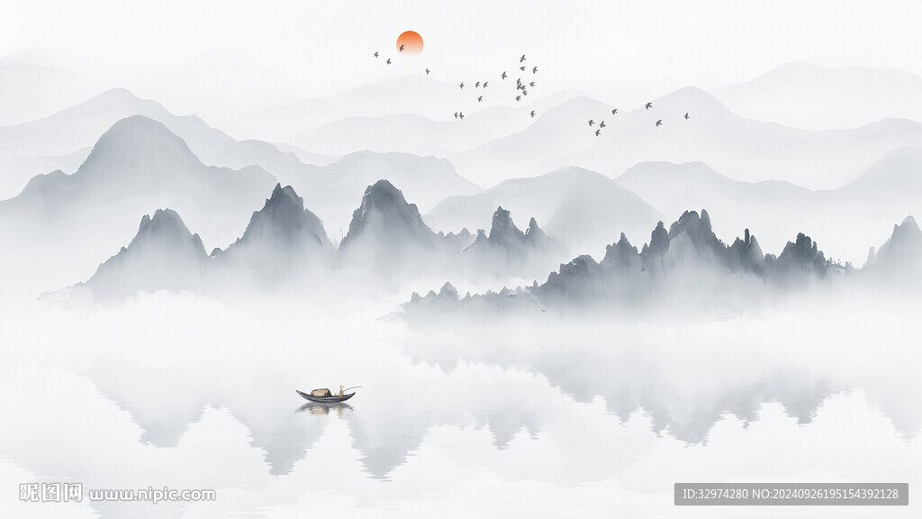 新中式禪意山水背景墻