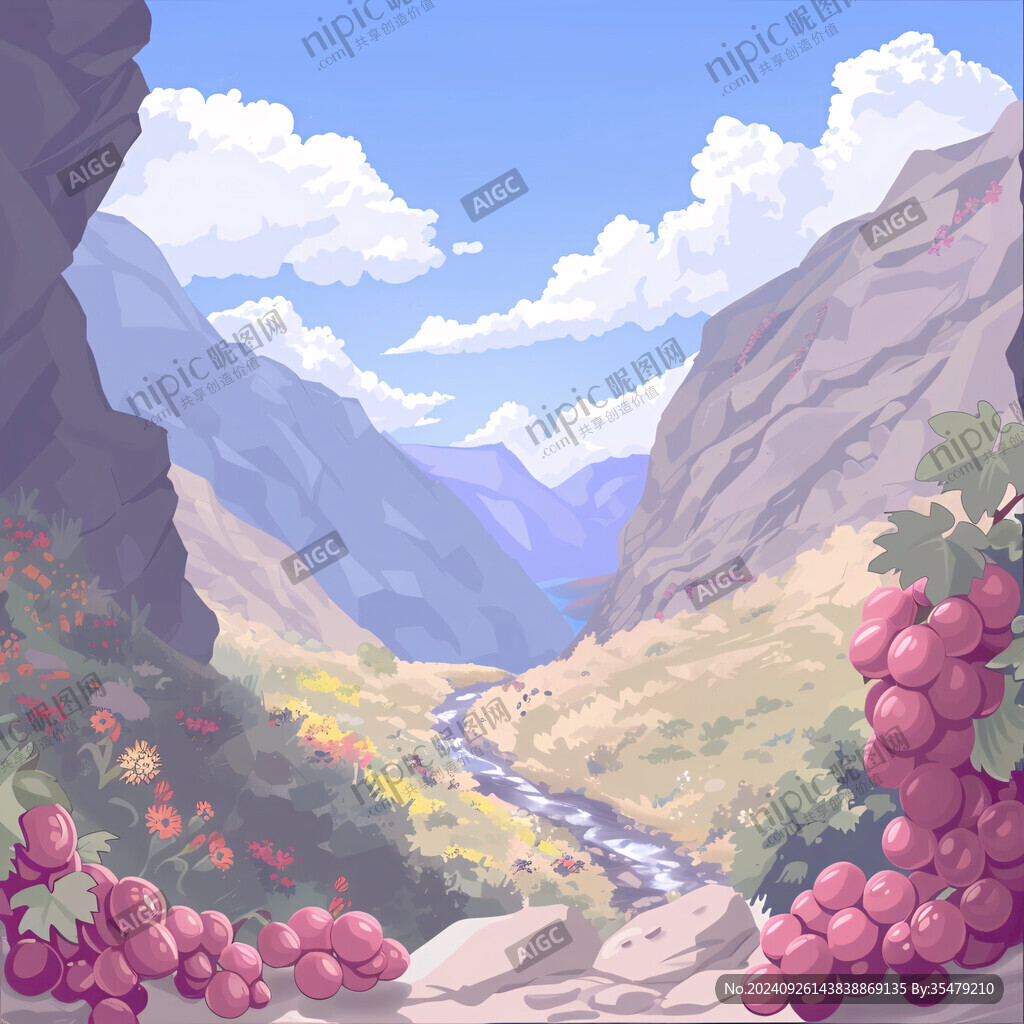 葡萄景色插畫