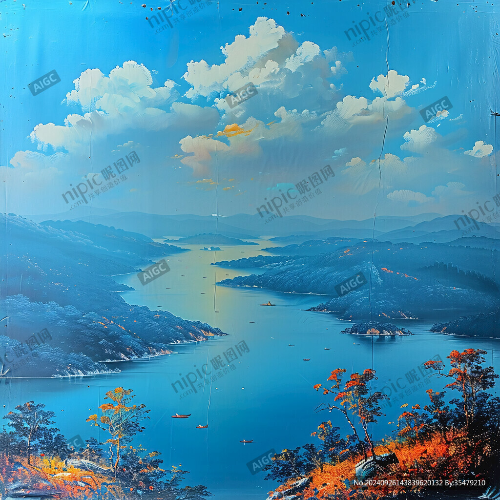 巨幅湖泊風景