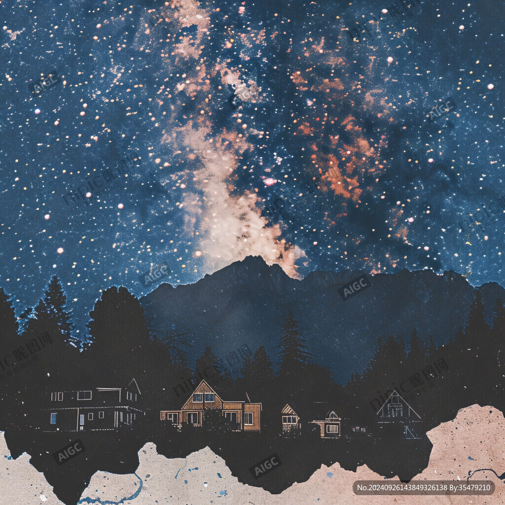手繪星空插畫