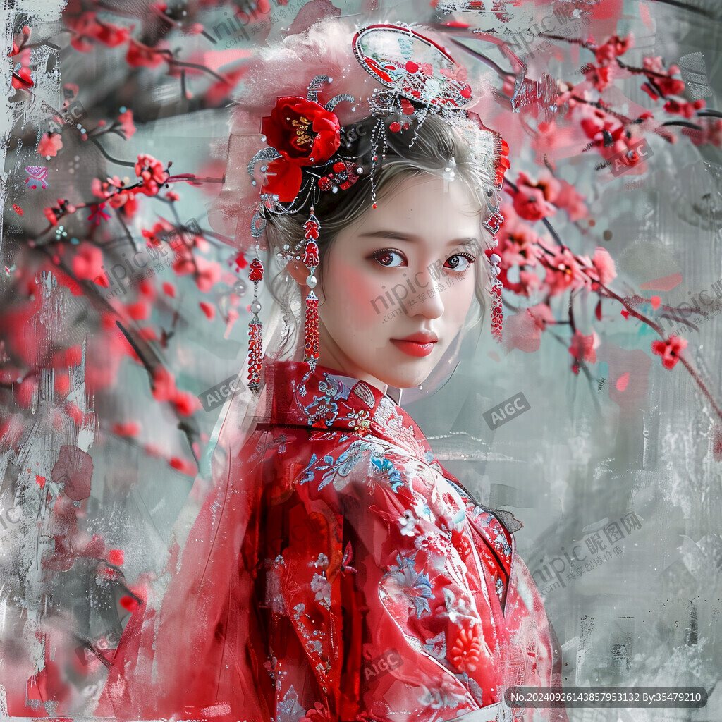 紅色古裝少女