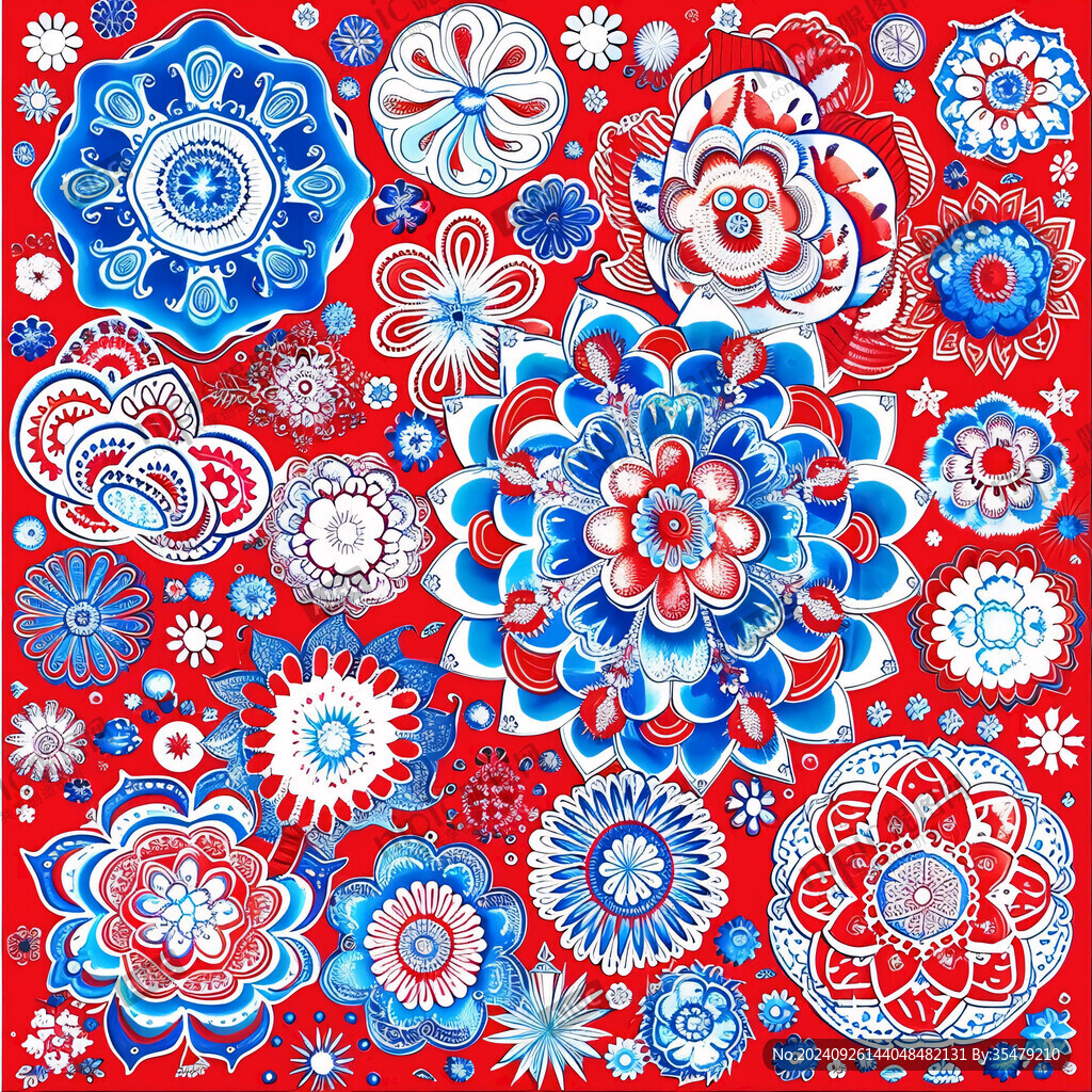 藍(lán)紅色花紋紋理