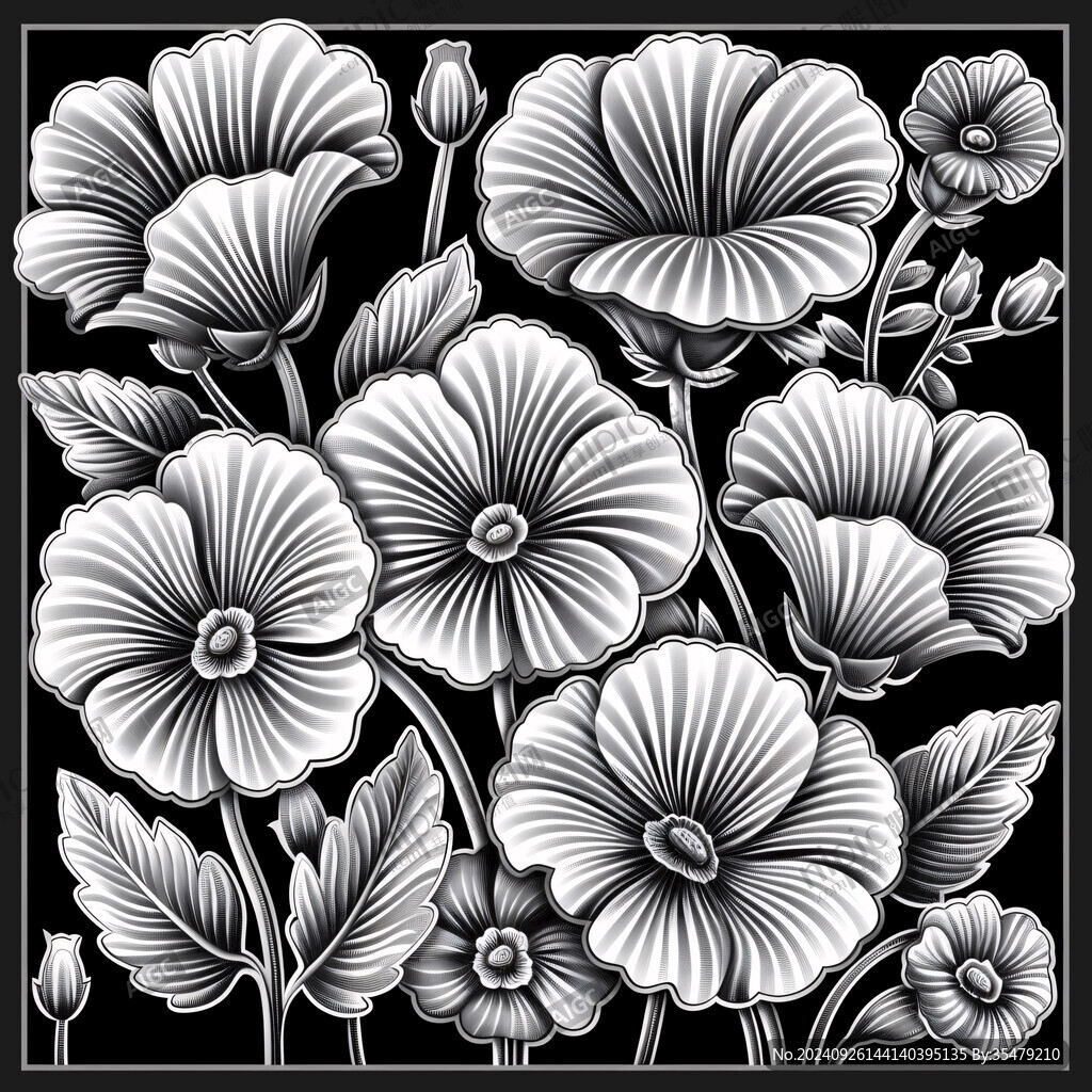 黑白花卉裝飾畫(huà)