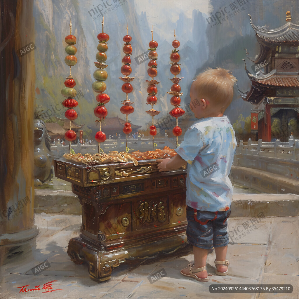 油畫小孩