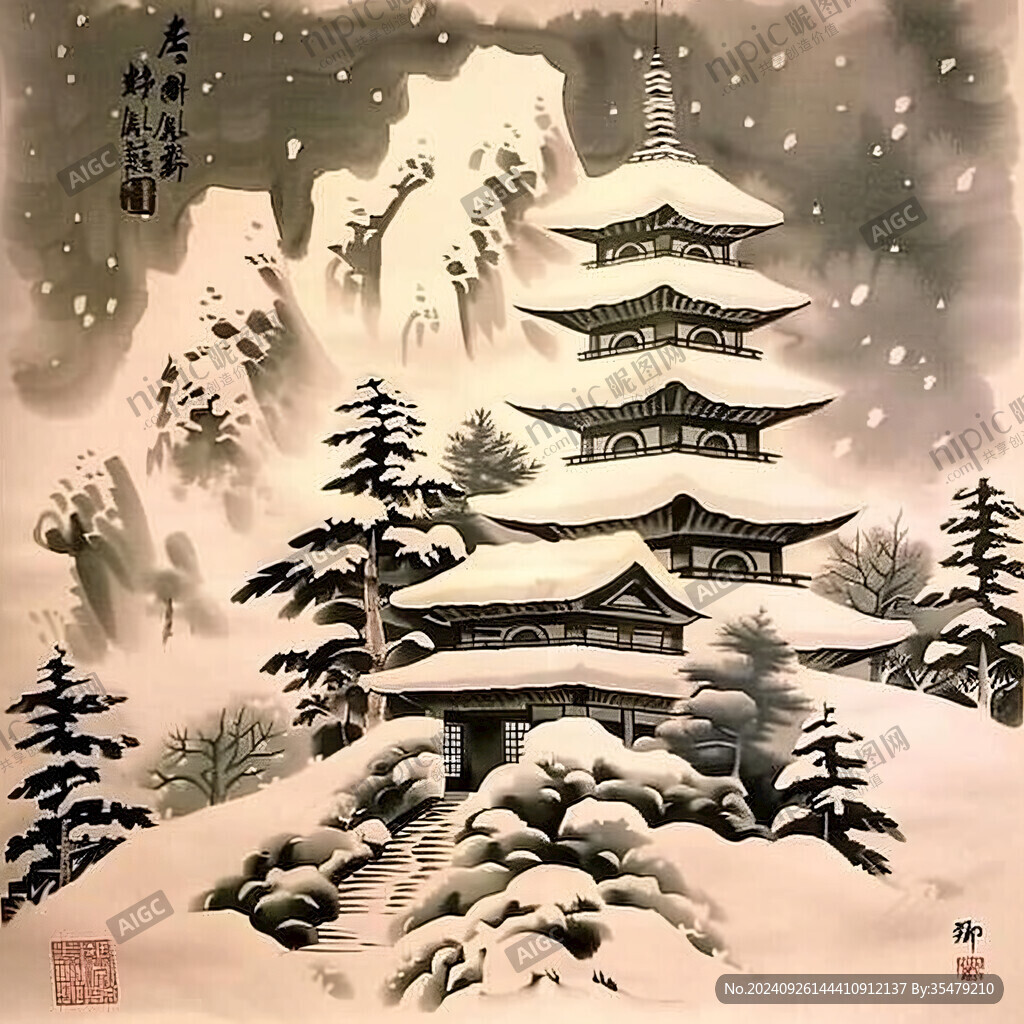 國畫雪景