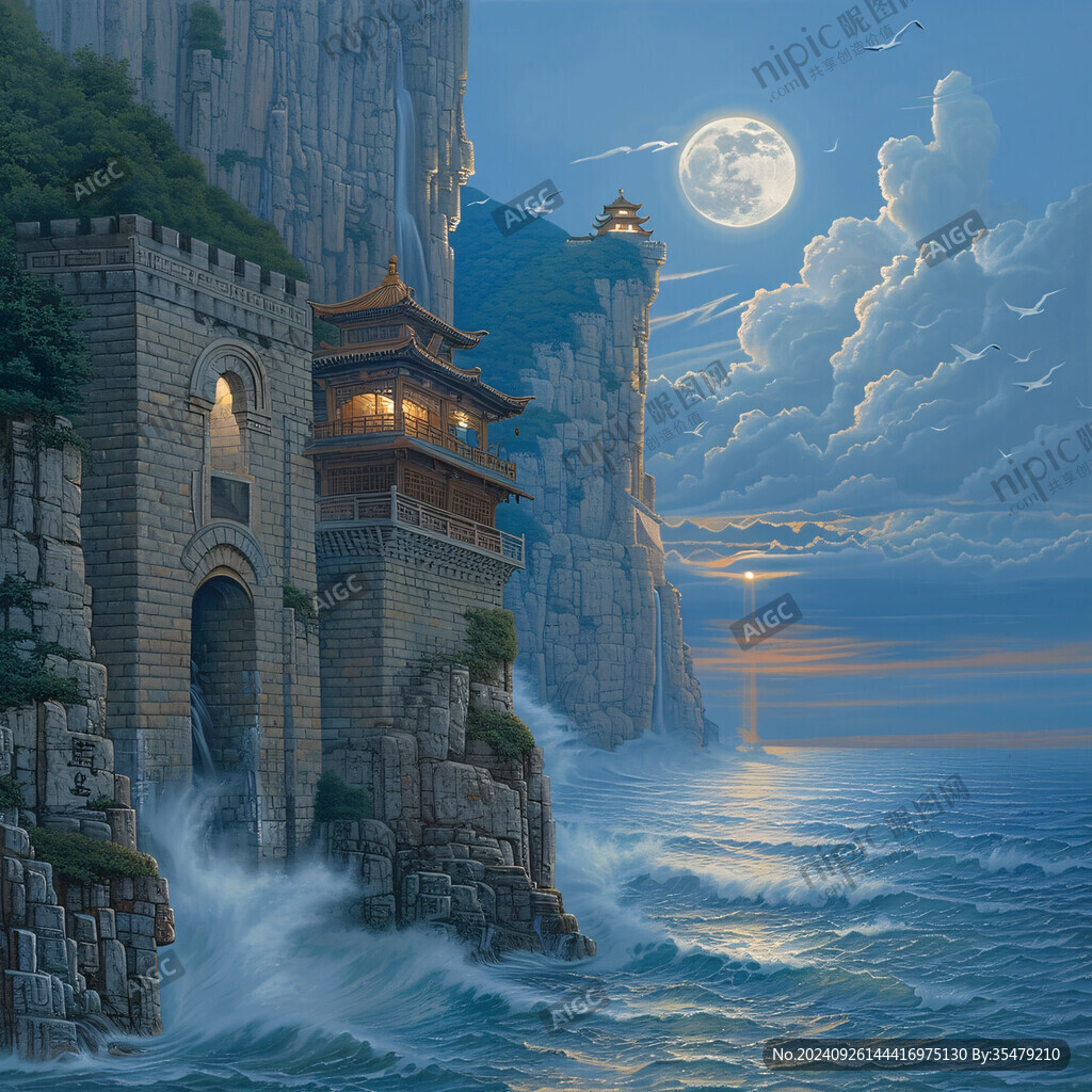 天界曉鐘風景插畫