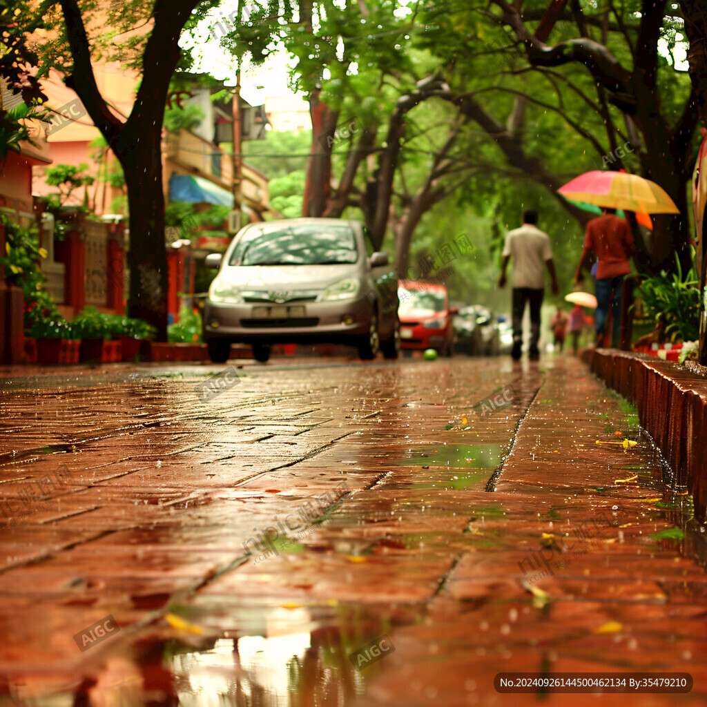 雨后的紅磚路