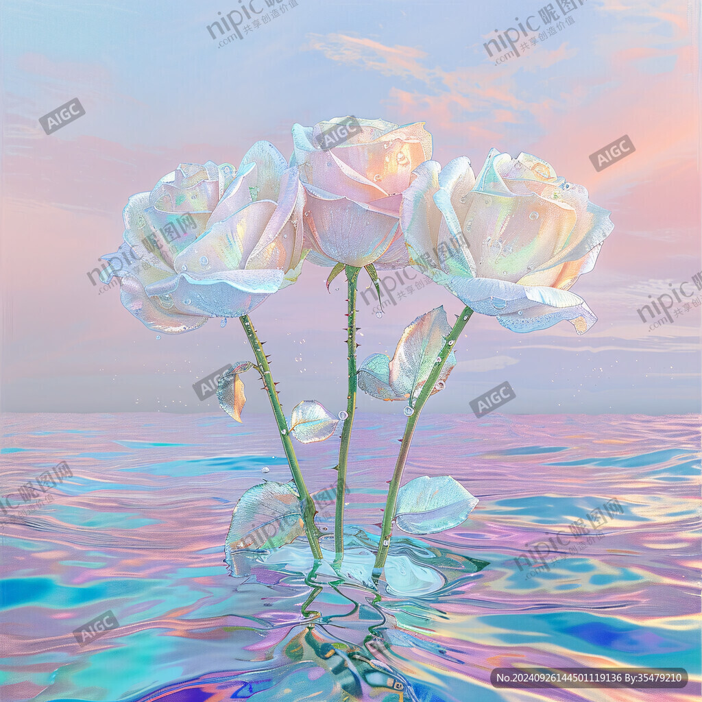 水中倒影玫瑰花