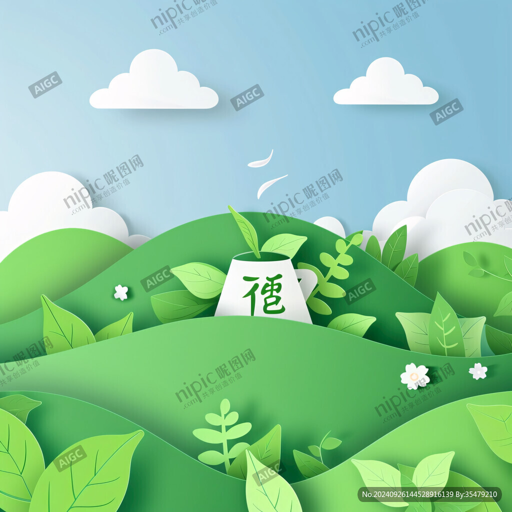 茶葉扁平風(fēng)插畫