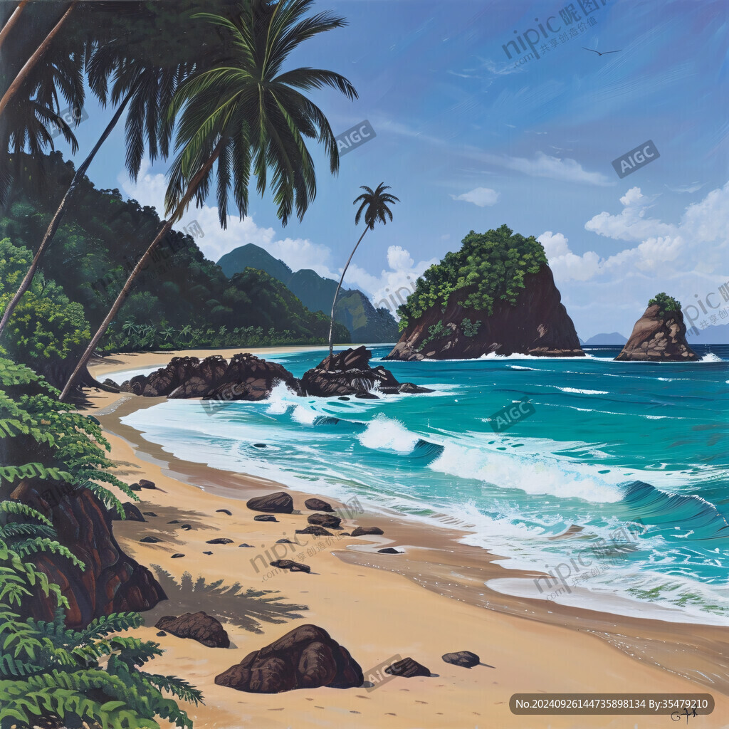 海灘風景畫