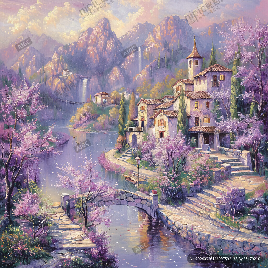油畫桃花園