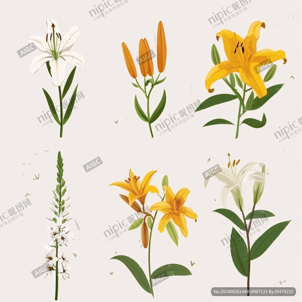 中草藥植物插畫萱草