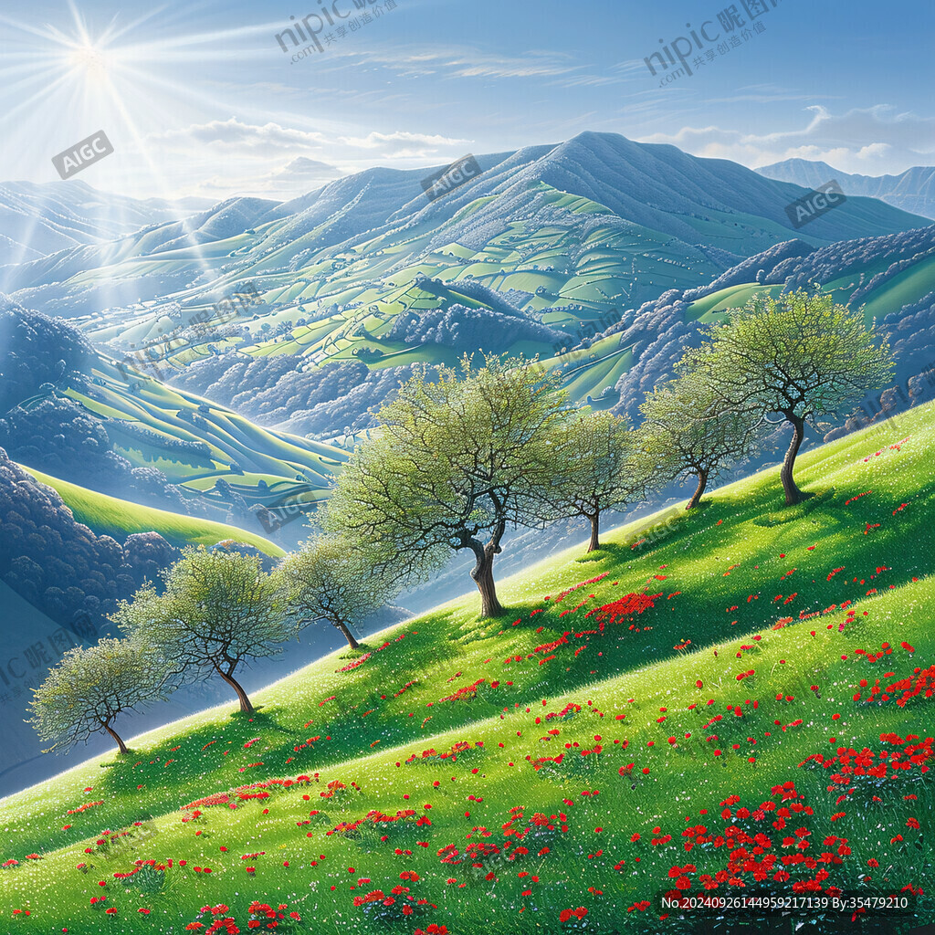 陽(yáng)光晴朗風(fēng)景插畫(huà)