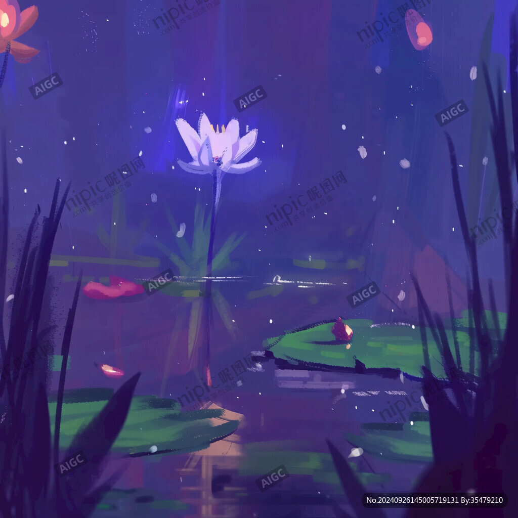 睡蓮插畫