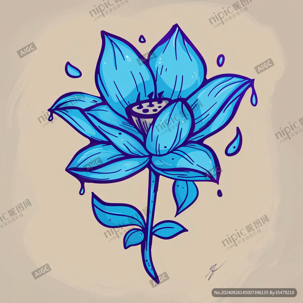 藍蓮花插畫