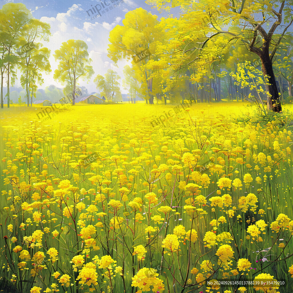 油菜花風景畫