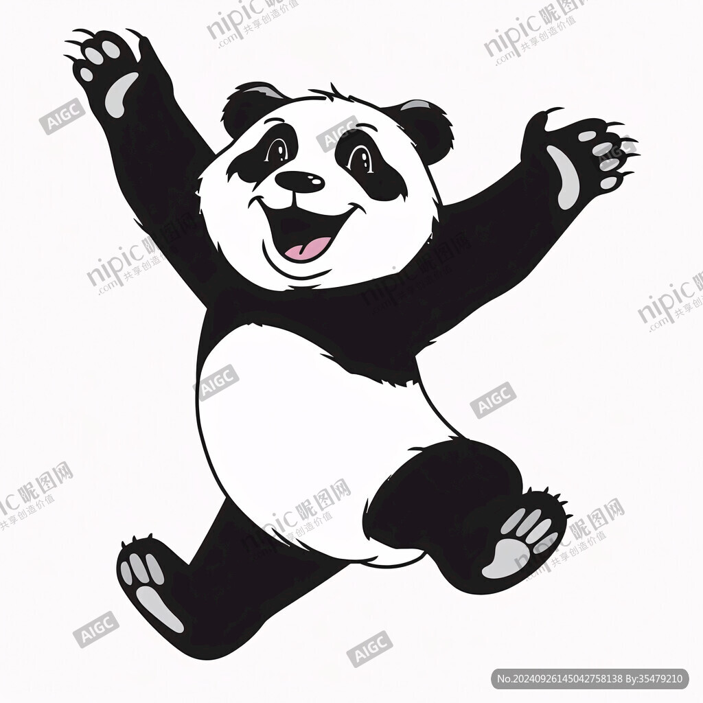 卡通可愛熊貓招手
