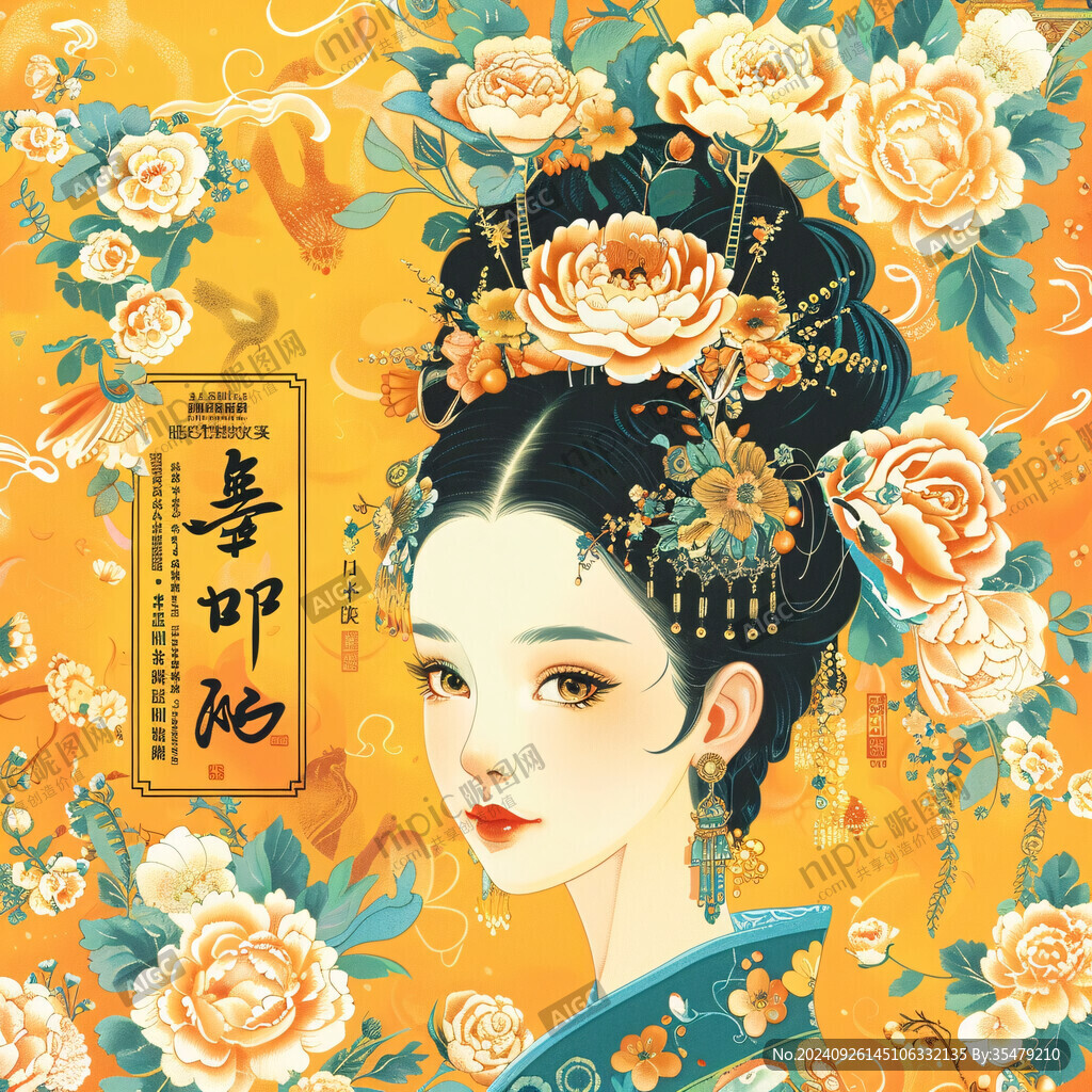 國潮貴妃插畫