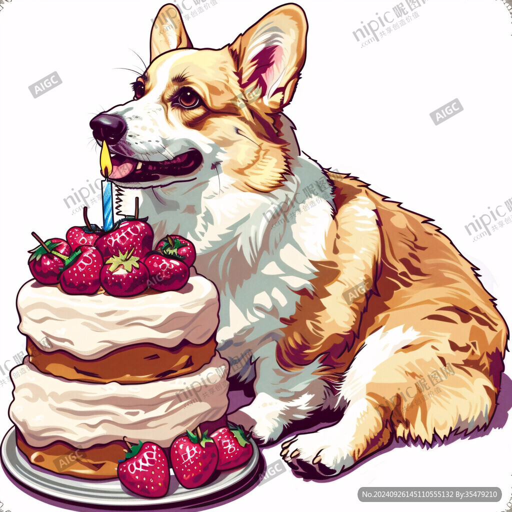 可愛的柯基犬插畫