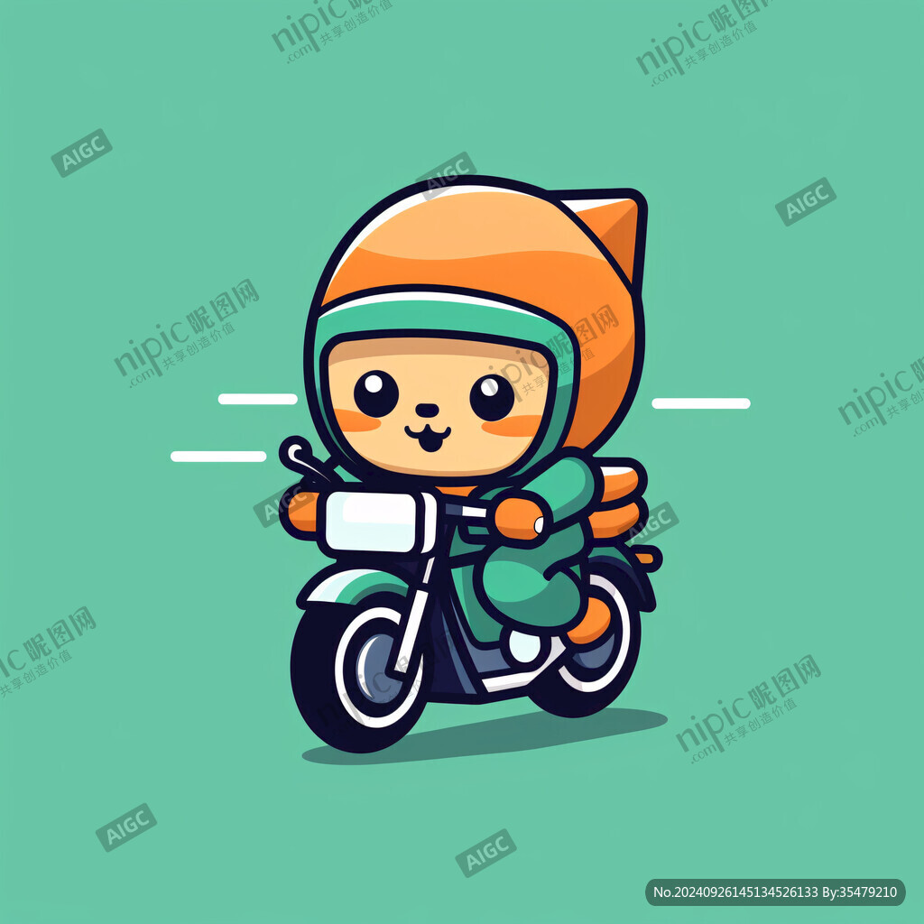 可愛小熊騎車配送物品
