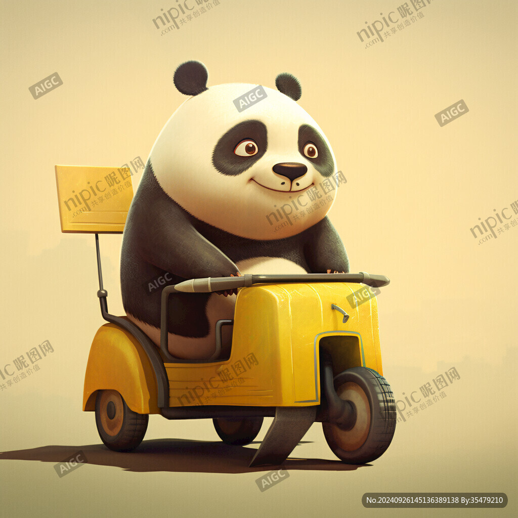 卡通熊貓送外賣形象