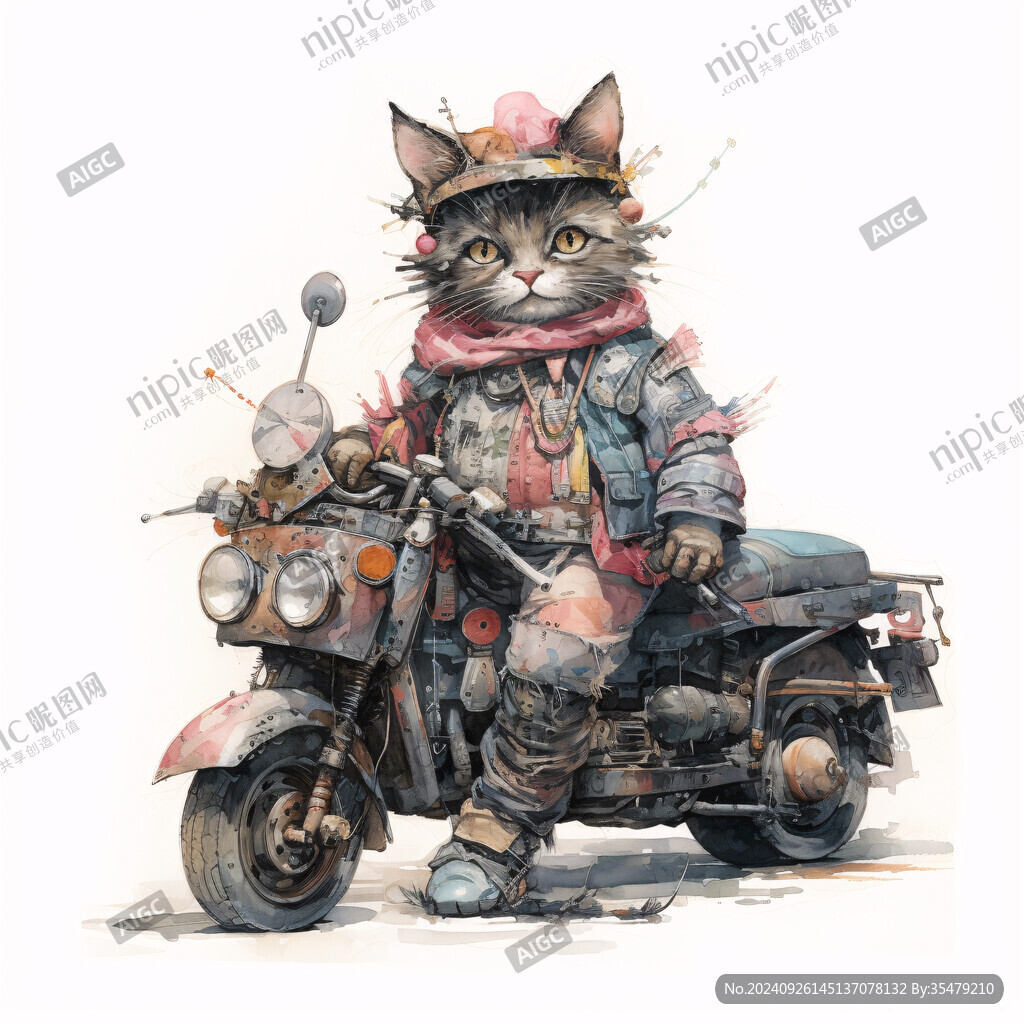貓騎摩托車送快遞