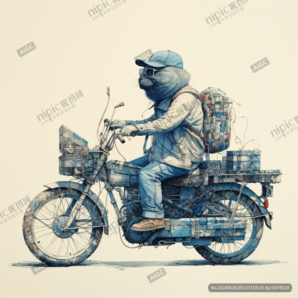 騎摩托車的小熊