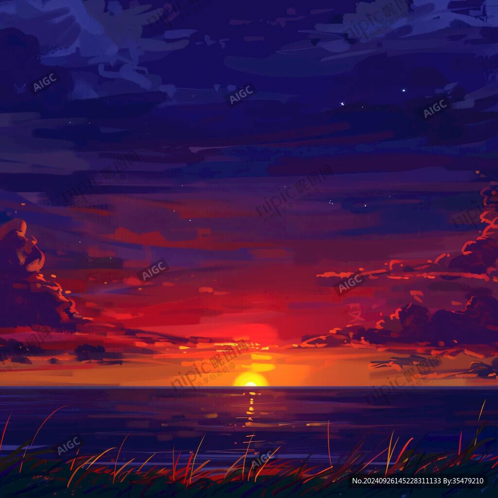 插畫(huà)夕陽(yáng)