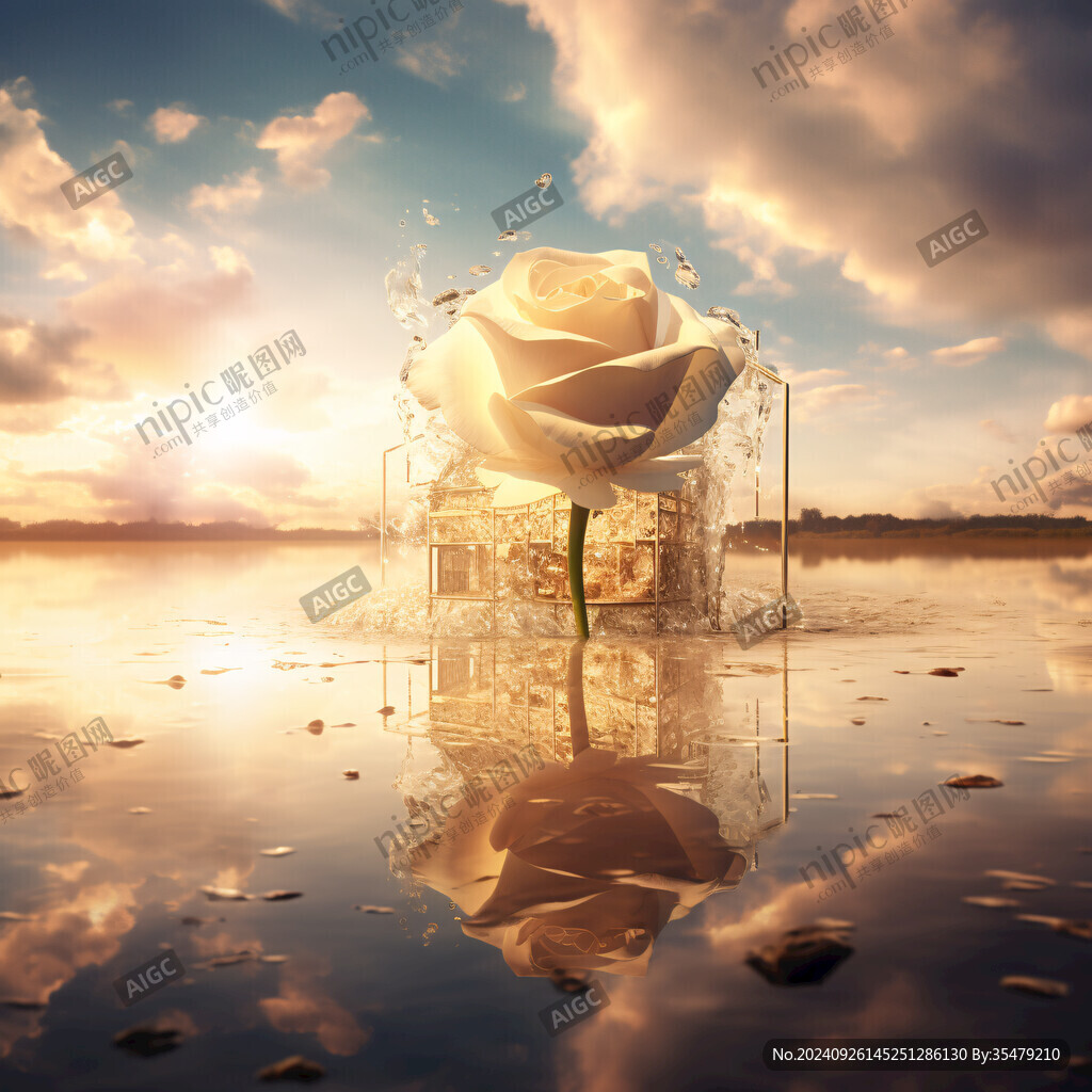 水中倒影玫瑰花