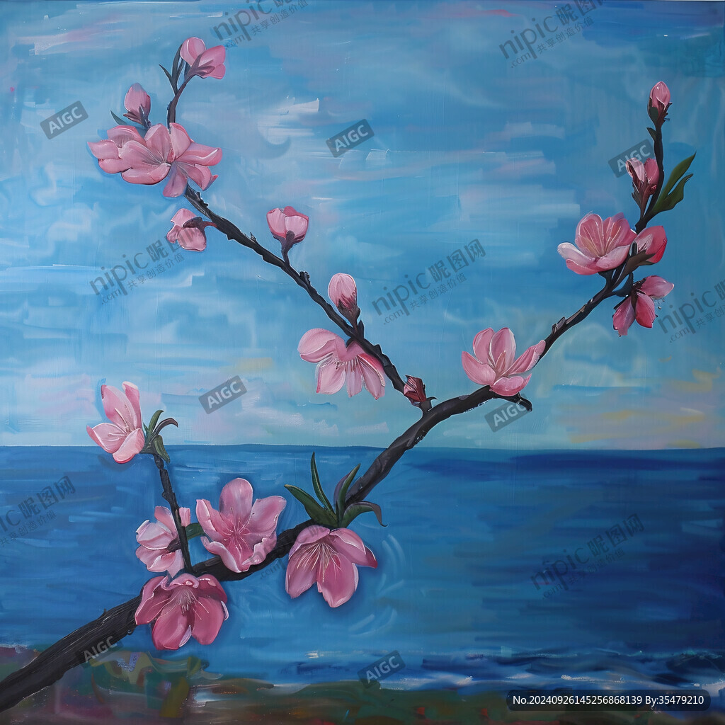 油畫桃花開