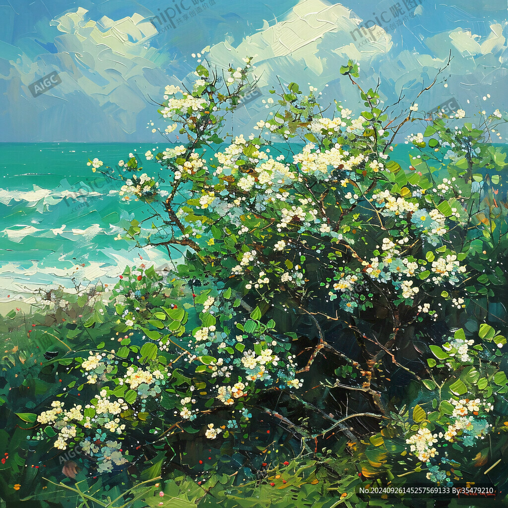油畫李子花