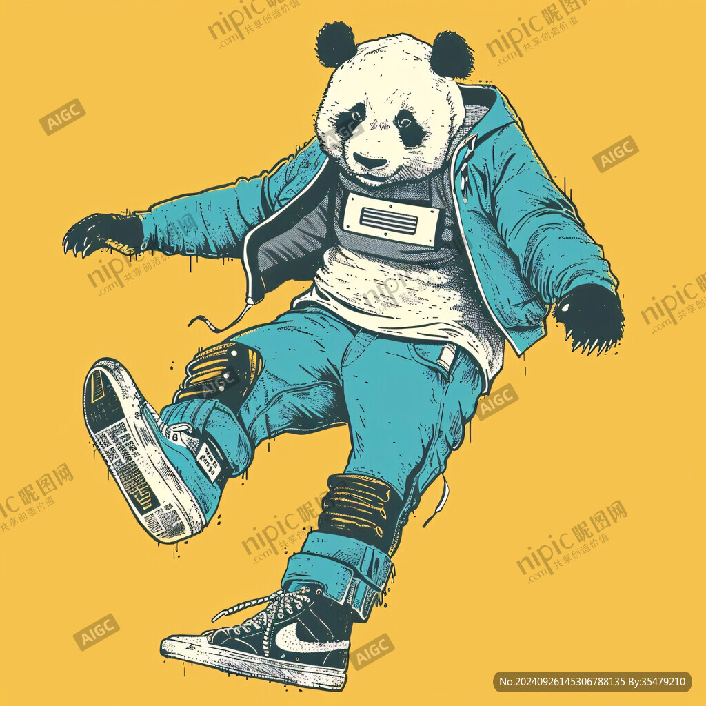 熊貓潮流插畫
