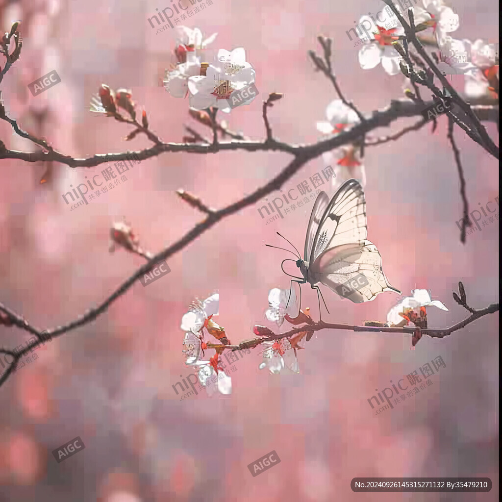 蝴蝶與櫻花